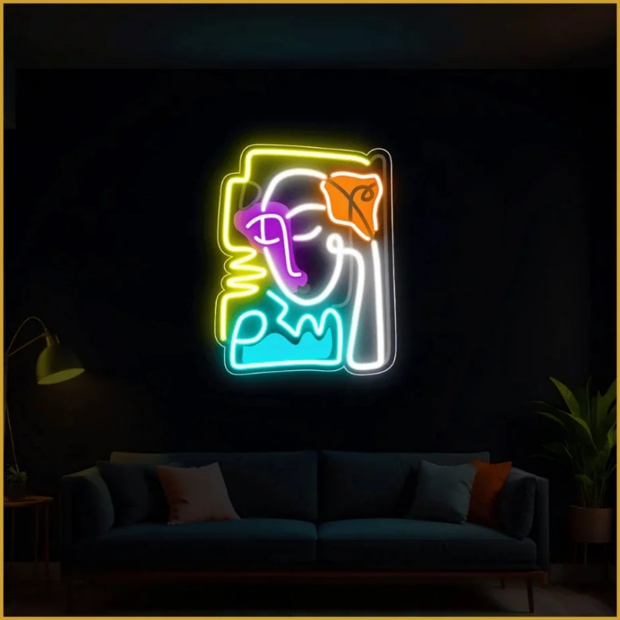 Abstract Face UV Neon Sign