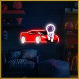 Astronaut with Car UV Neon Sign