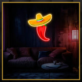 Sombrero Red Chilli UV Neon Sign