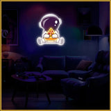 Astronaut Eating Pizza UV Neon Sign