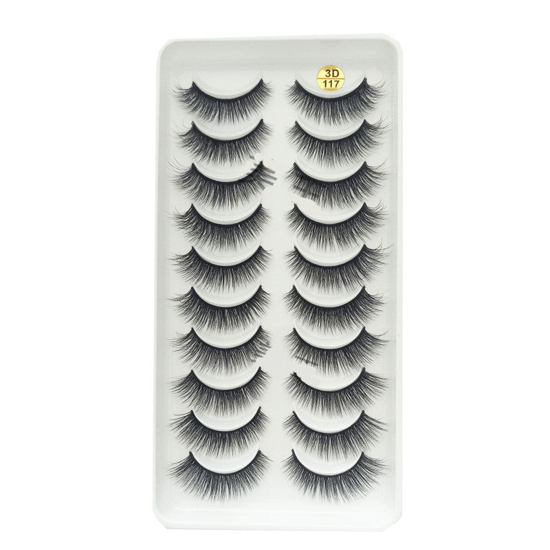 3D117 Ten Pairs Of False Eyelashes Eye Tail Pull Long Light