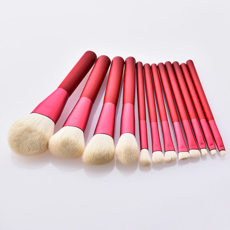 12pcs  red makeup brushes