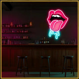 Dripping Lips UV Neon Sign