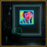 Girl With Glasses UV Neon Sign