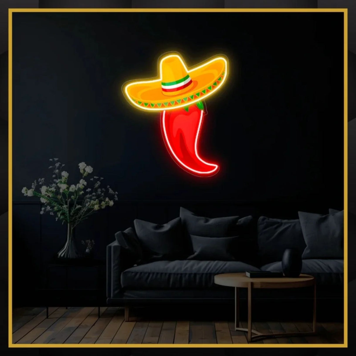 Sombrero Red Chilli UV Neon Sign