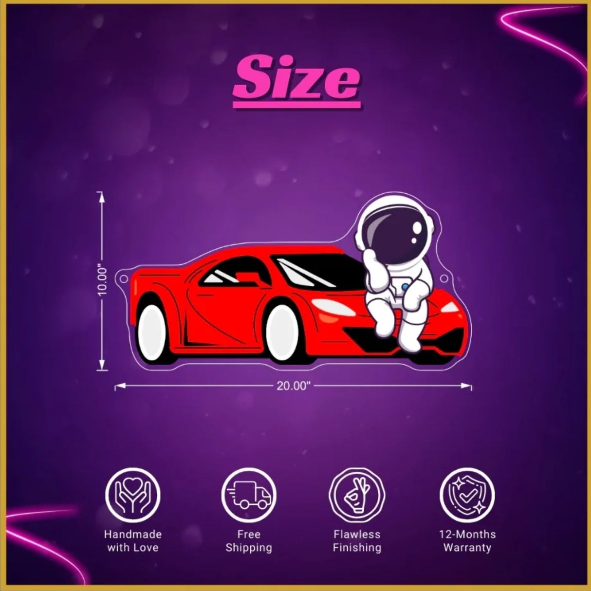 Astronaut with Car UV Neon Sign