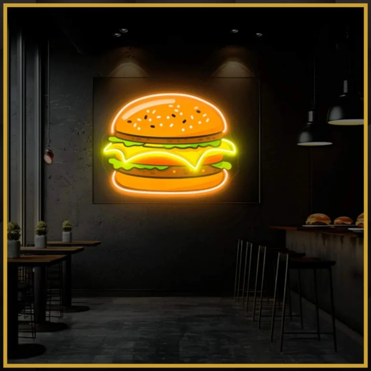 Burger UV Neon Sign