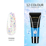 12 Color Nail Art Glitter Powder Extension Gel Nail Art Sequin Extension Gel Painless