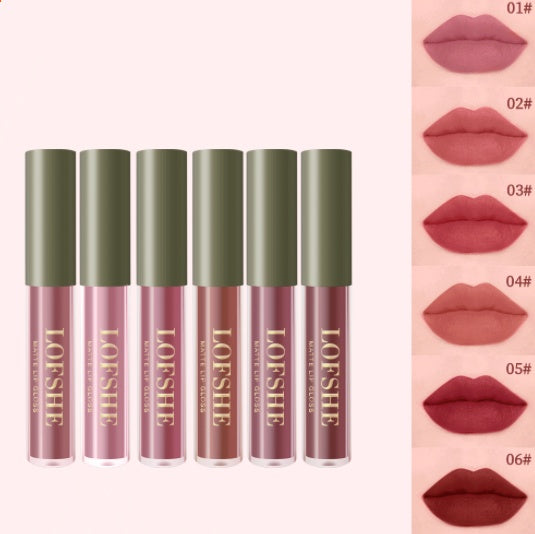 6 Colors Nonstick Cup Earth Matte Lipstick Lipstick Glaze