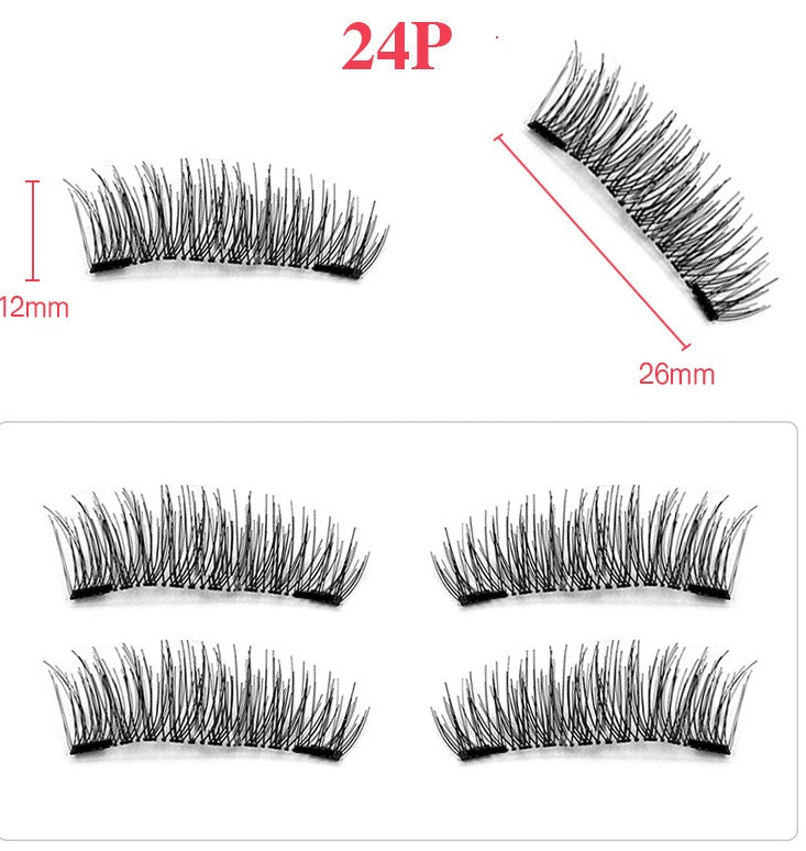 Double magnetic trimagnetic magnet false eyelash 24P full eye four sharpener magnetic eyelashes.