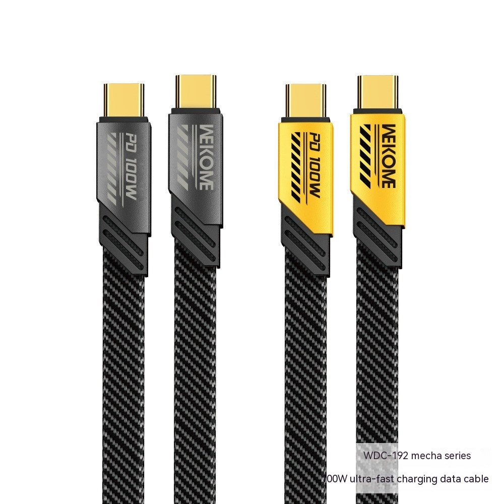 One-to-two Mech Data Cable 100W Two-in-one Magnetic Super Charging Cable Type-C Fast Charge Data Cable