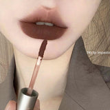 Small Silver Tube Matte Lip Gloss Velvet White Lip Mud Low Saturation Milk Tea Lipstick