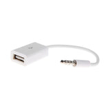 White 3.5mm male AUX audio plug to USB 2.0 Fema jack