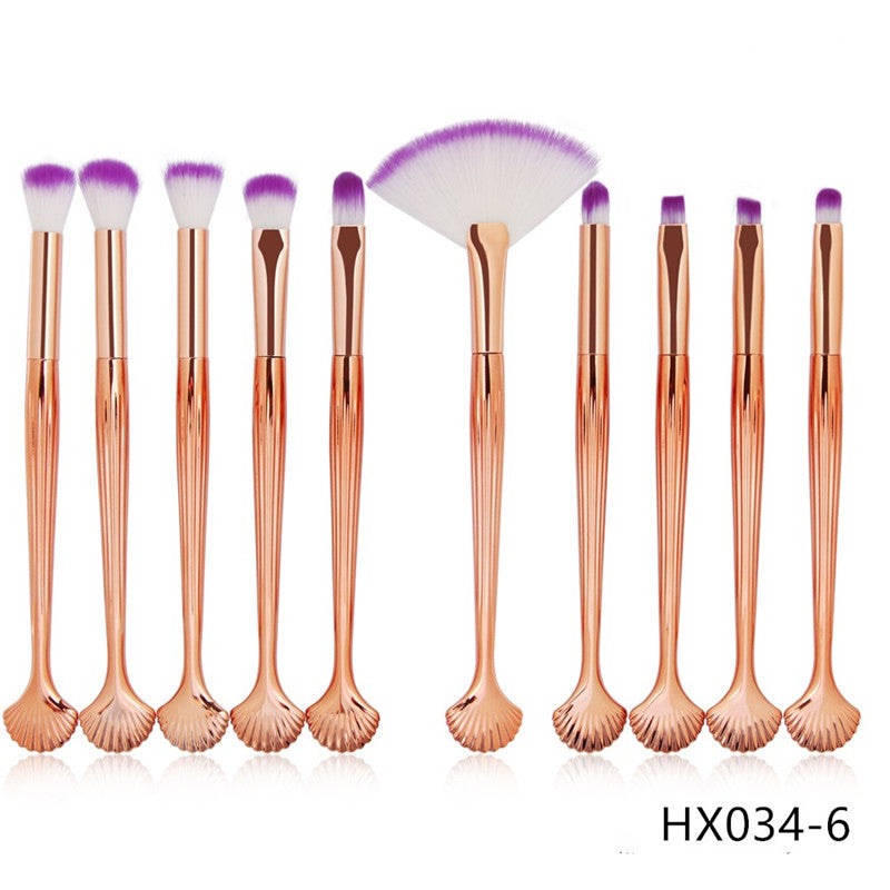 The Shell Makeup Brush Set - Purple bristles