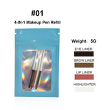 Four-in-one Cosmetic Brush Four-color Lip Liner Highlight Eyeliner Eyebrow Pencil