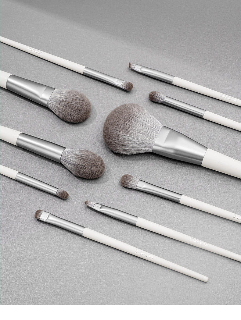 ZOREYA silver foxtail 10 makeup brushes