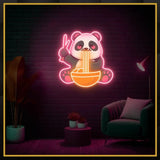 Panda Eating Ramen UV Neon Sign