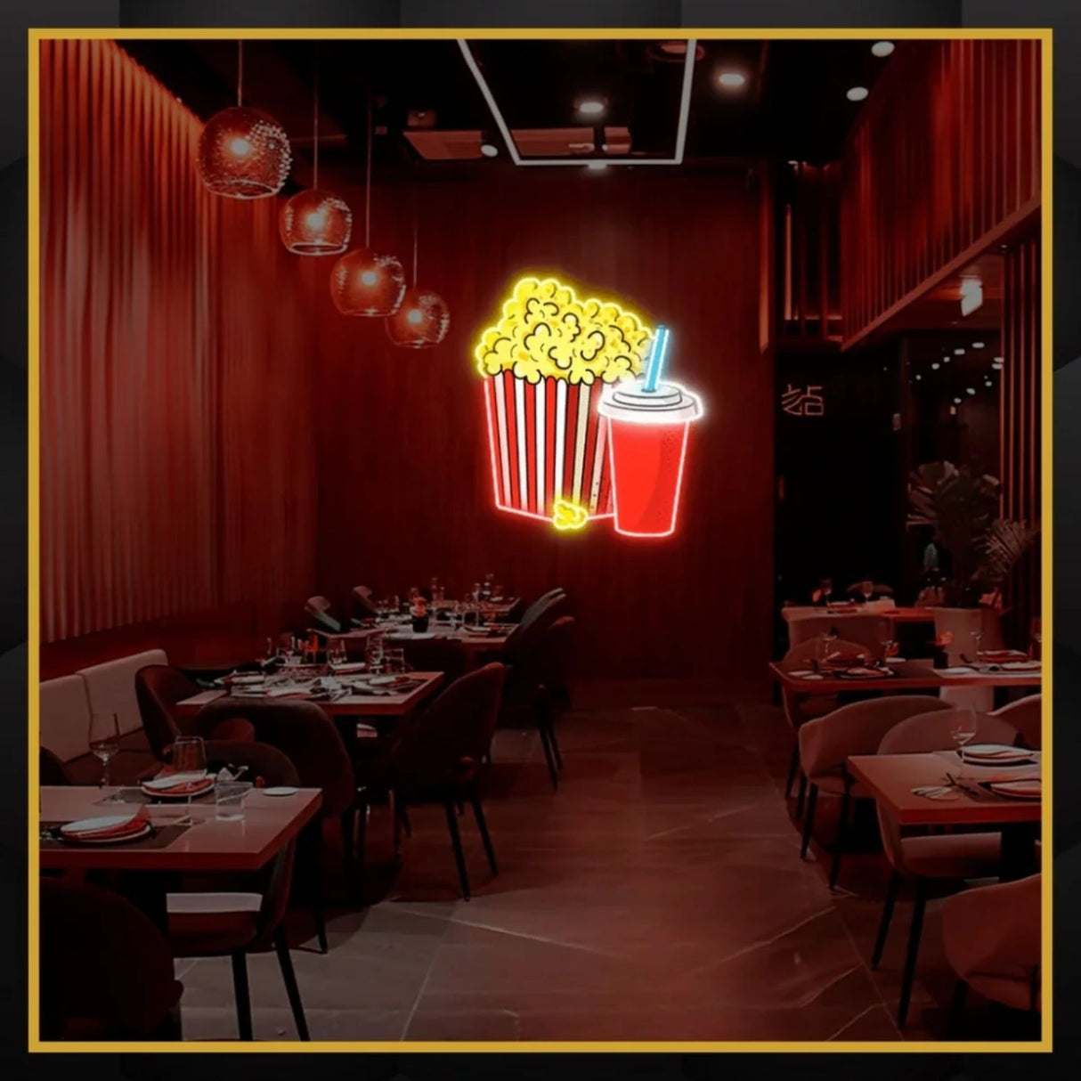 Pop Corn & Drink UV Neon Sign