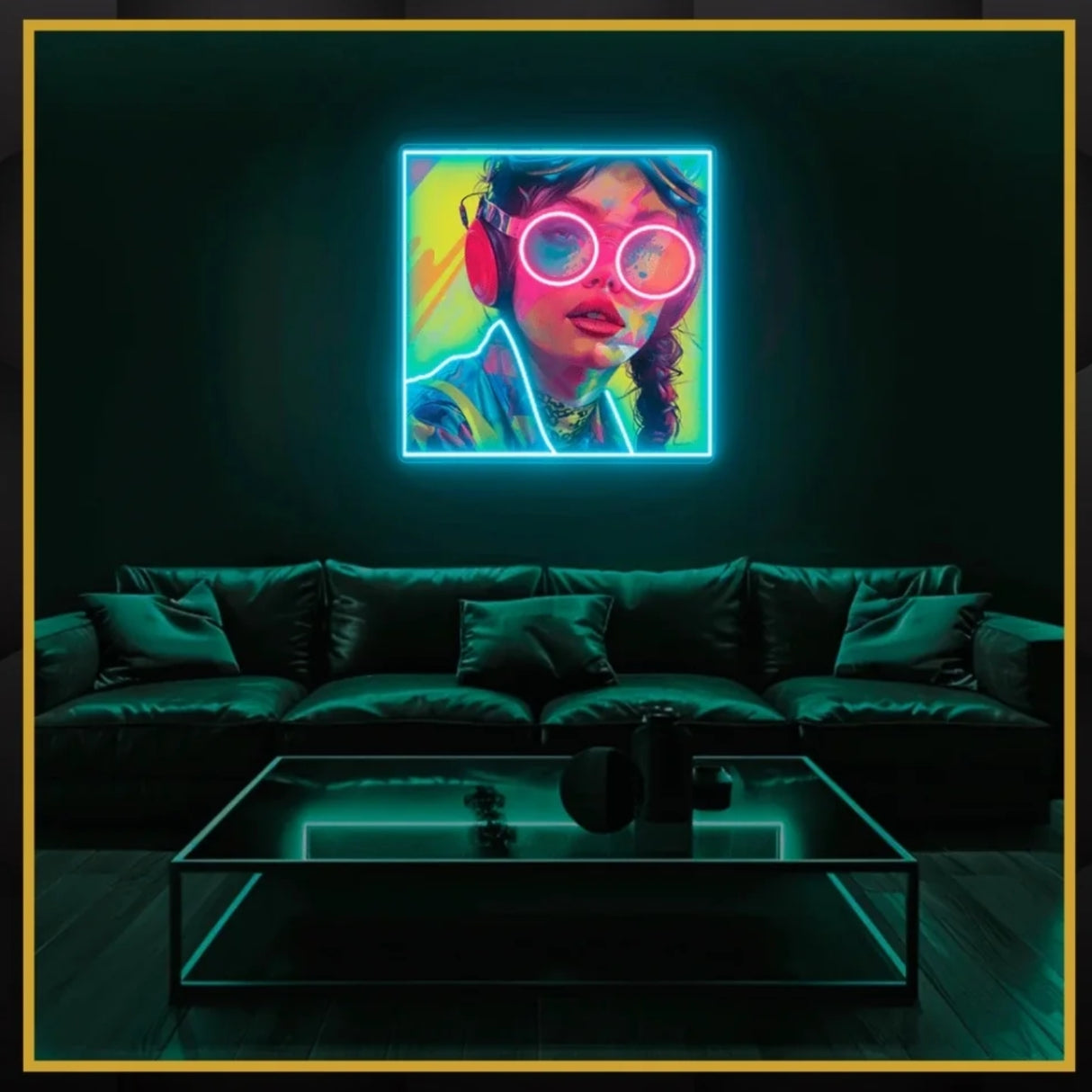 Girl With Glasses UV Neon Sign