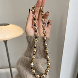 Brown Tiger Eye Pearl Necklace Autumn And Winter Light Luxury Niche Sweater Chain Women Fashion Jewelry