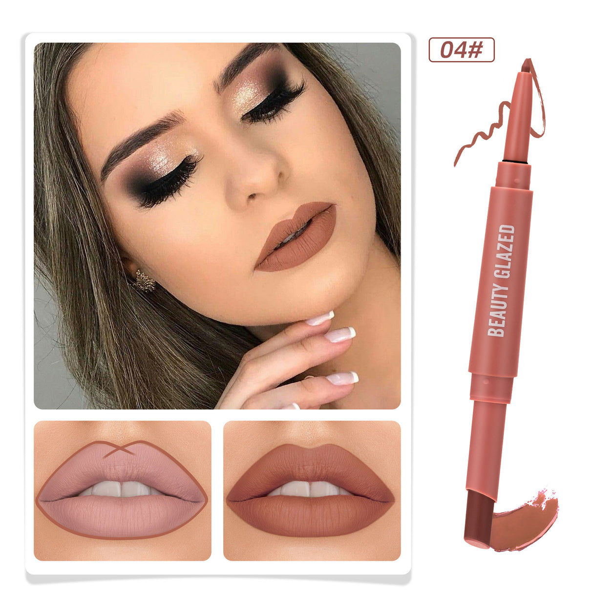 Double-headed Matte No Stain On Cup Lipstick Lip Liner