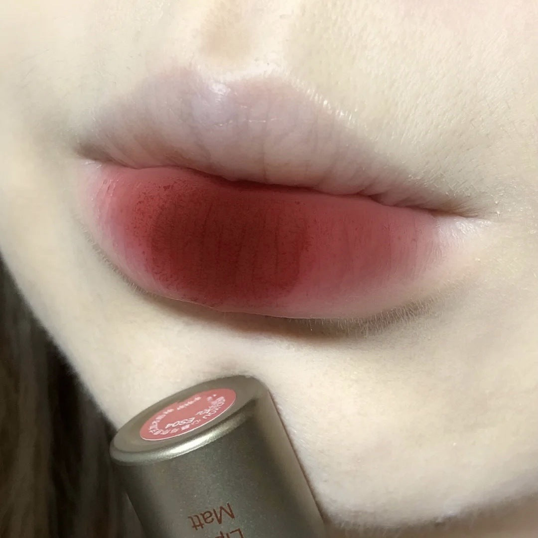 Small Silver Tube Matte Lip Gloss Velvet White Lip Mud Low Saturation Milk Tea Lipstick