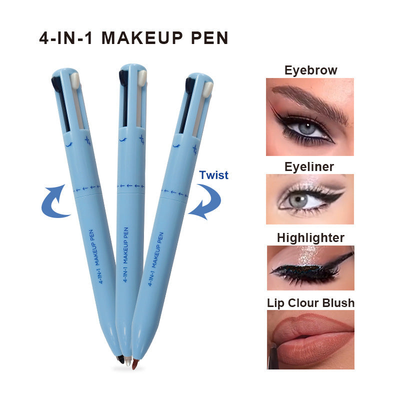 Four-in-one Cosmetic Brush Four-color Lip Liner Highlight Eyeliner Eyebrow Pencil