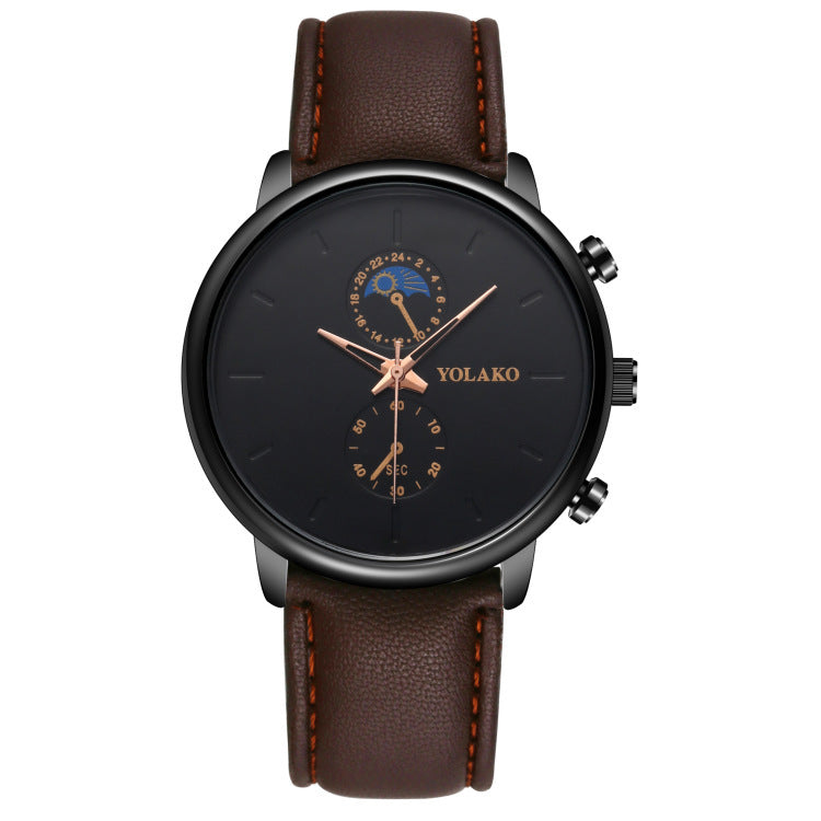 Leather Belt Two Eye Ultra-thin Quartz Men's Watch