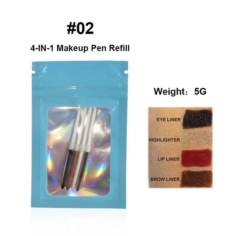 Four-in-one Cosmetic Brush Four-color Lip Liner Highlight Eyeliner Eyebrow Pencil