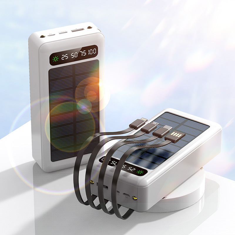 Solar With Cable Power Bank 30000 MA Mobile Power Supply