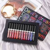 12Pcs Liquid Lipstick Set Halloween Makeup Diamond Symphony Lip Gloss Long Lasting Moisturizing Lip Glaze Glitter Cosmetic