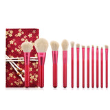 12pcs  red makeup brushes