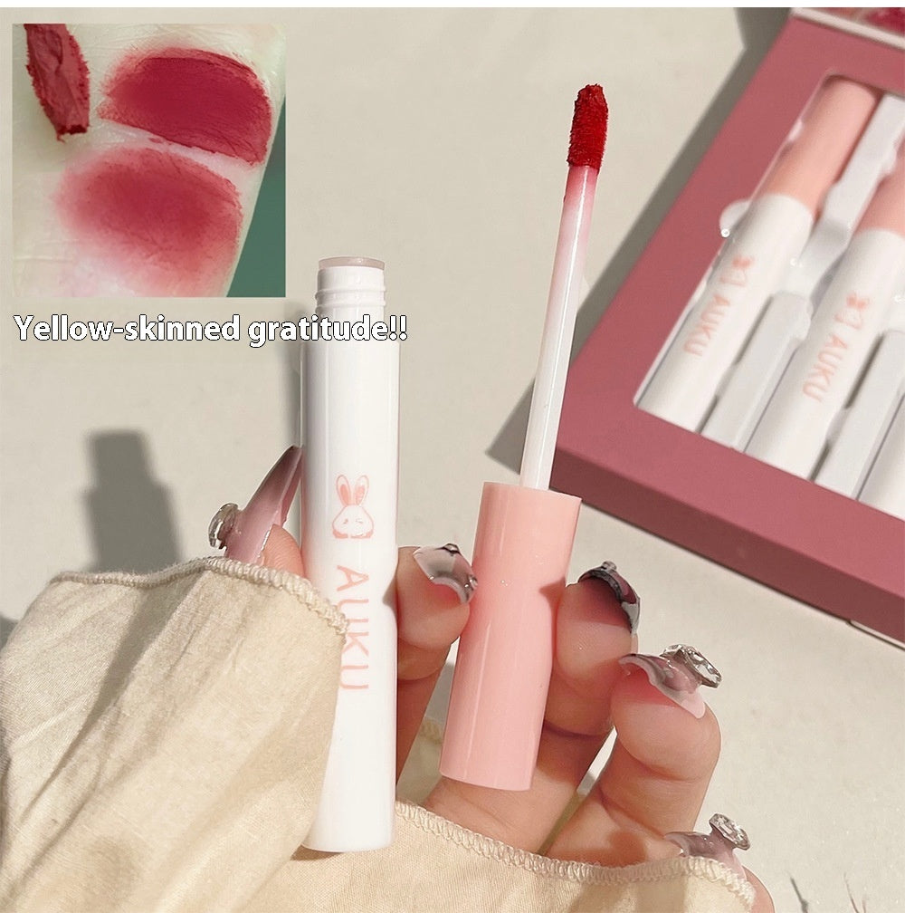 Matte Finish Velvet White Lip Mud Student Party Plain Face Six Pieces Lip Glaze Set