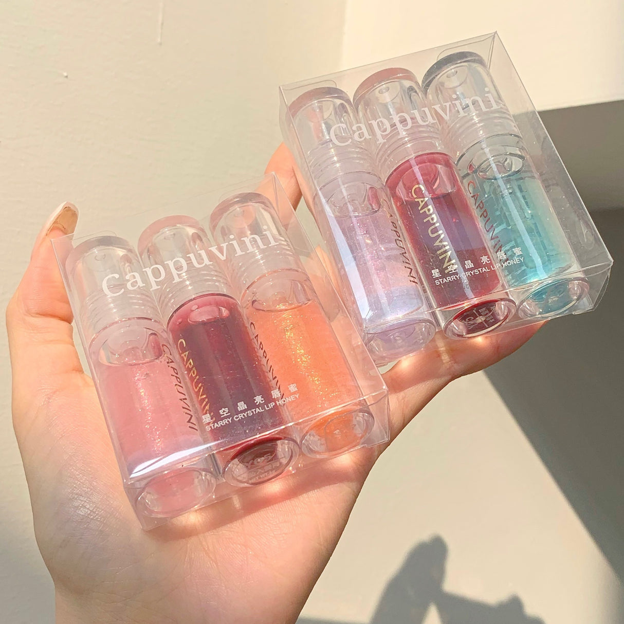 Three Per Package Transparent Water Light Lip Gloss Pearlescent Lip Lacquer Glass Lip Moisturizing And Nourishing Natural Jelly Color