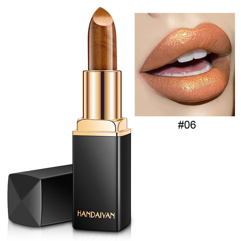 Han Daiyan Mermaid Shiny Metallic Lipstick Pearlescent Color Changing Temperature