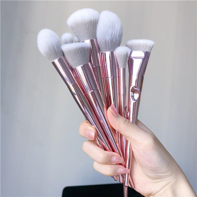 10 long rod thumbprint makeup brushes