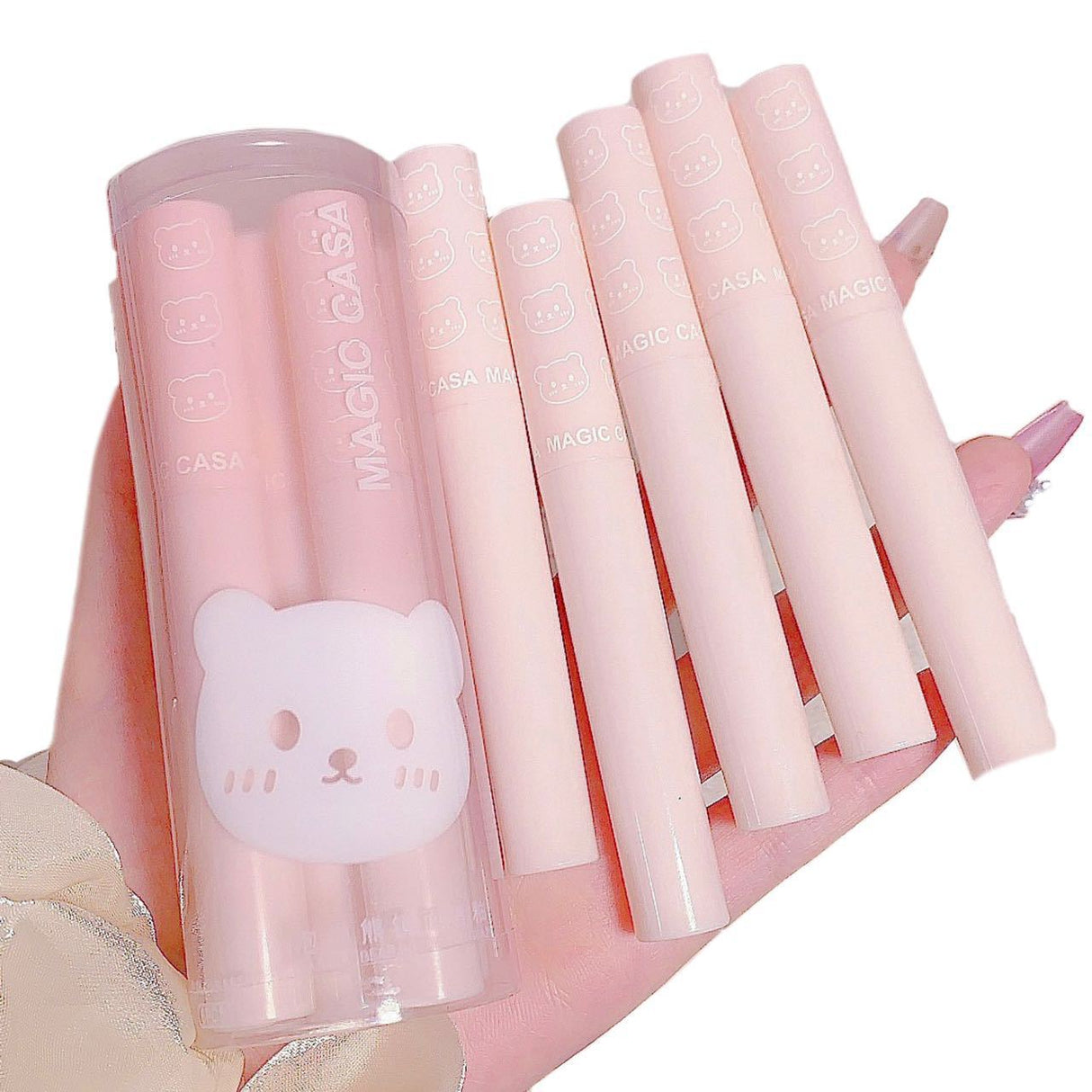 Makeup Lip Lacquer Six Suit Bubble Bear Water Light Mirror