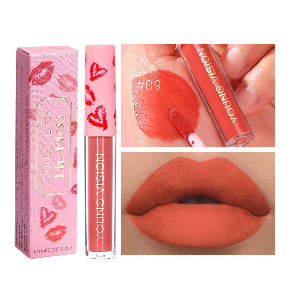 12-color Single Sexy Red Lip Matte Lip Gloss Not Easy To Makeup Matte Surface Lip Gloss