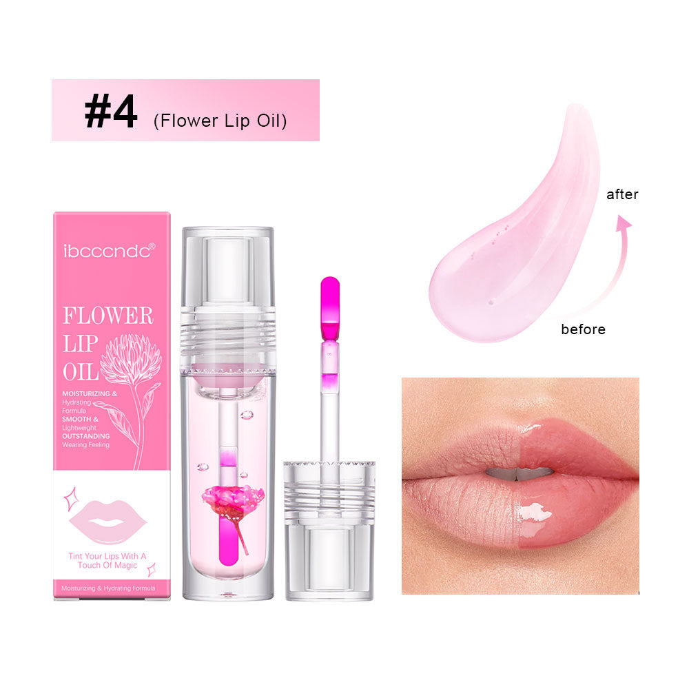 Flower Color Changing Lip Oil Moisturizing Jelly Lipgloss Clear Temperature Change Liquid Lipstick Reduce Lip Line Make Up