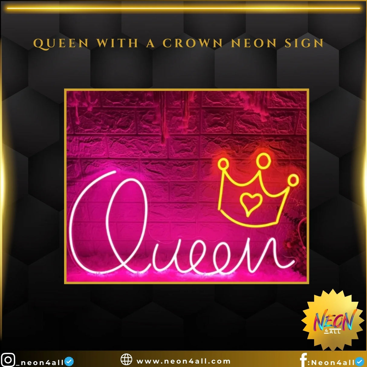 Queen with a Crown Neon Sign