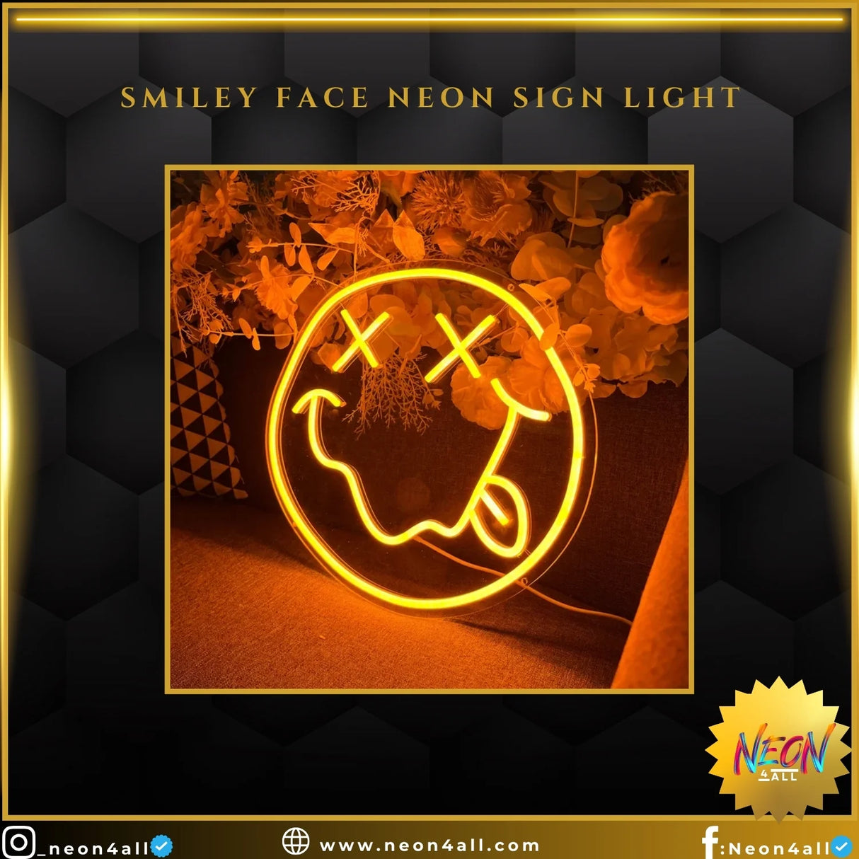 Smiley Face Neon Sign Light