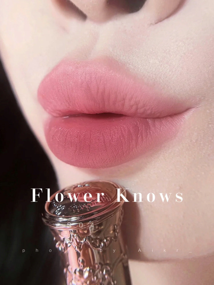 Flower Knows Strawberry Rococo Series Embossed Blush Velvet Matte Lip Glaze