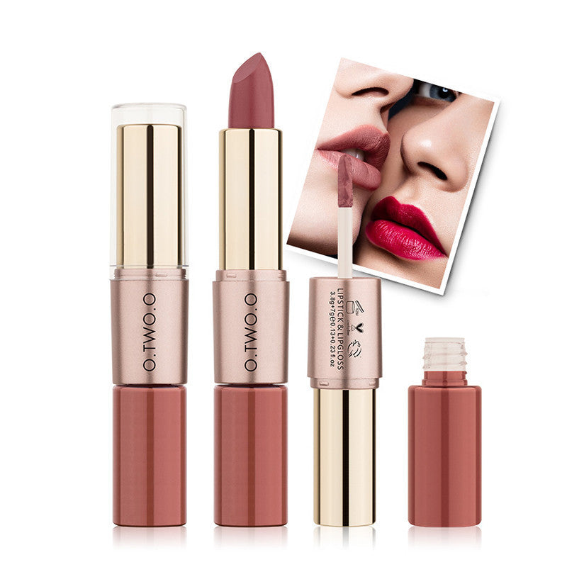 Double-headed Matte Finish Lip Gloss Lipstick Two-in-one