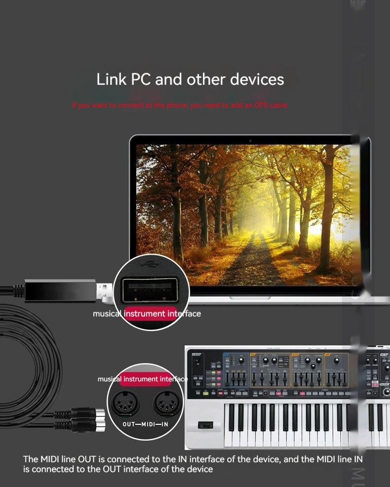 Electronic Keyboard USB Conversion Line Electric Piano Electronic Drum Music Editing Line