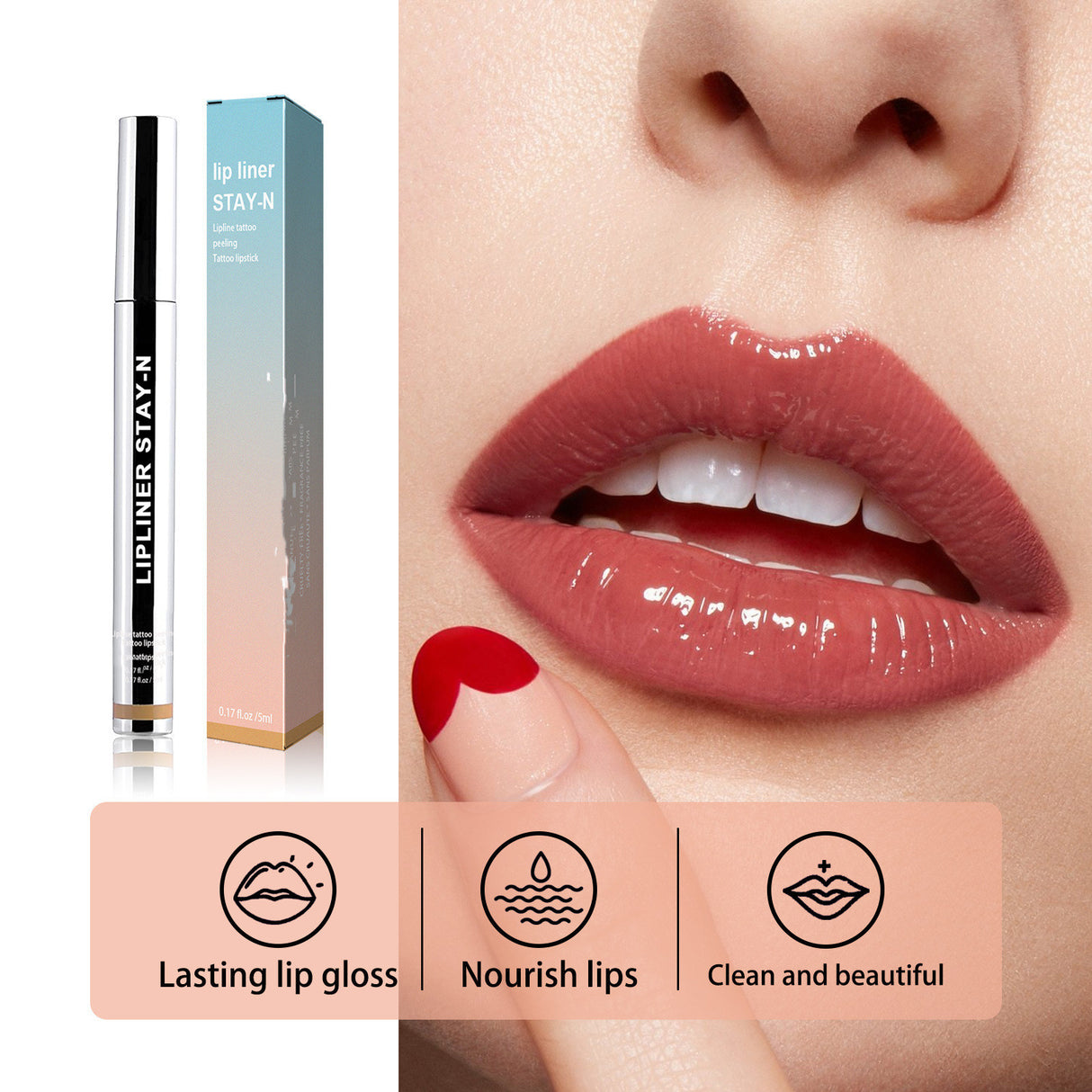 Non Stripping Lipliner Lipstick Natural Three Dimensional