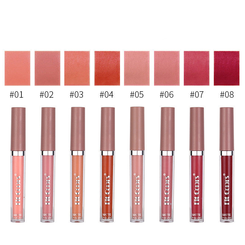 Matte Non Staining Cup Lip Gloss Not Easy To Fade Misty Liquid Thin Tube Lipstick 8-color Package