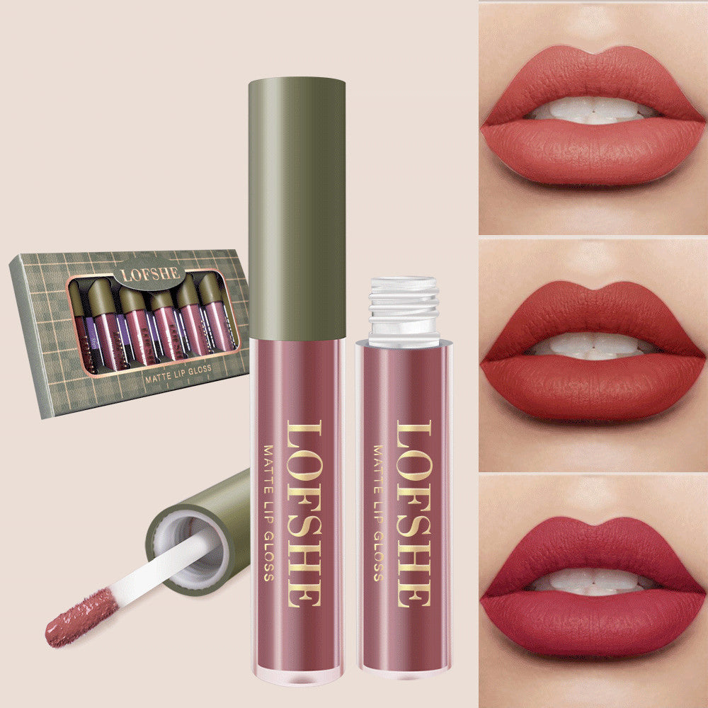 6 Colors Nonstick Cup Earth Matte Lipstick Lipstick Glaze