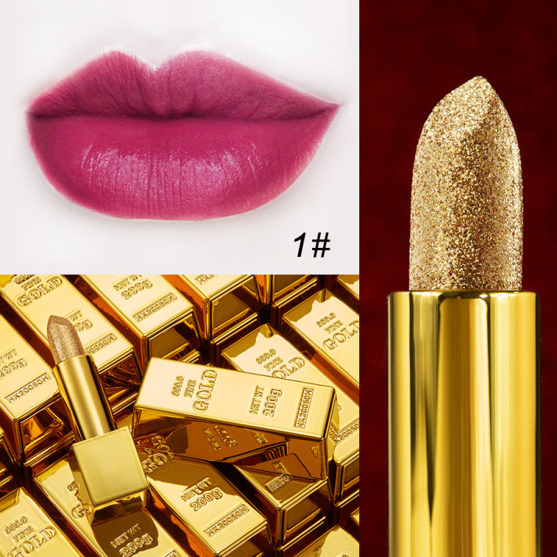 Velvet Matte Non-stick Cup Is Not Easy To Fade Fashionable Shiny Gold Powder Lipstick