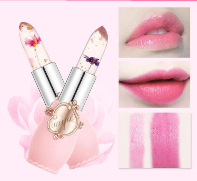 Jelly Flower Lipstick Color Changing Lip Gloss Moistening Temperature Crystal Pomade Transparent Lip Color Balm Makeup Cosm