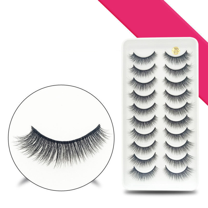 3D117 Ten Pairs Of False Eyelashes Eye Tail Pull Long Light